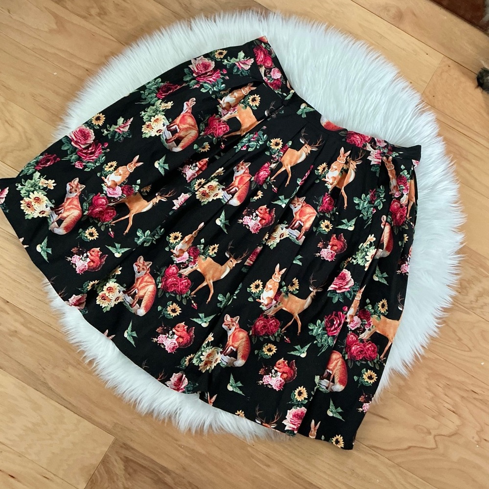 Hell Bunny Vixen Hermeline Woodland Creature and Floral Skirt Size 3XL